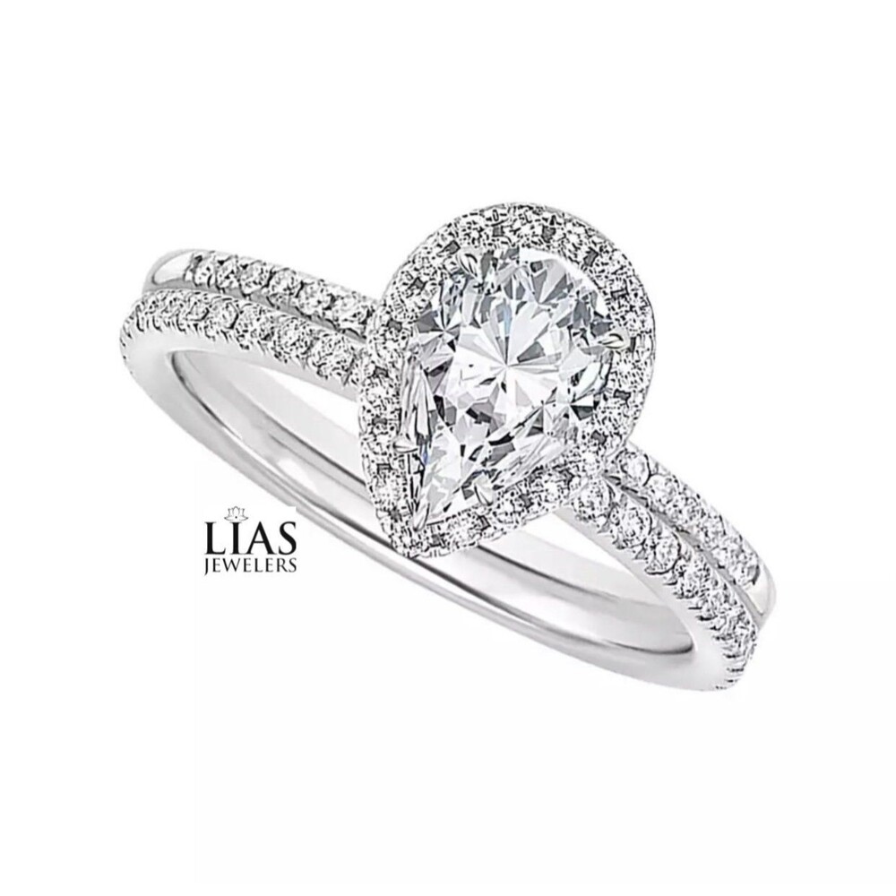 New 18k white gold wedding ring set